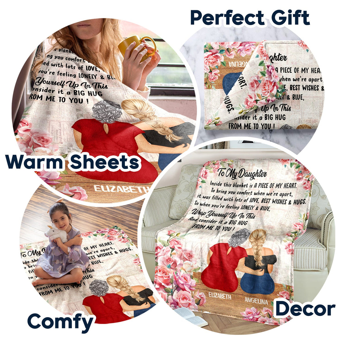 A Piece Of My Heart - Gift For Mother Daughter - Personalized Fleece Blanket, Sherpa Blanket