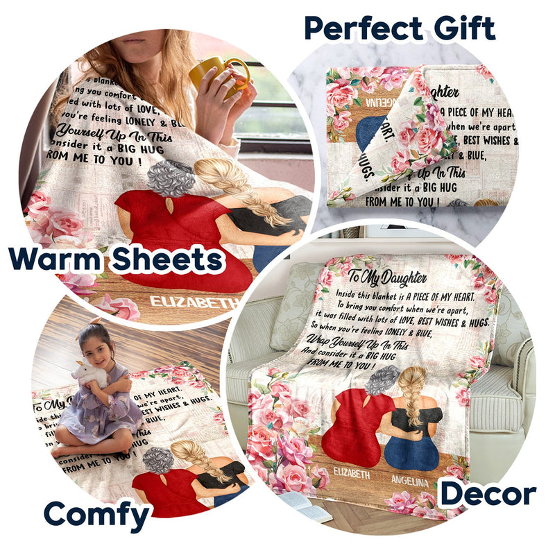 A Piece Of My Heart - Gift For Mother Daughter - Personalized Fleece Blanket, Sherpa Blanket