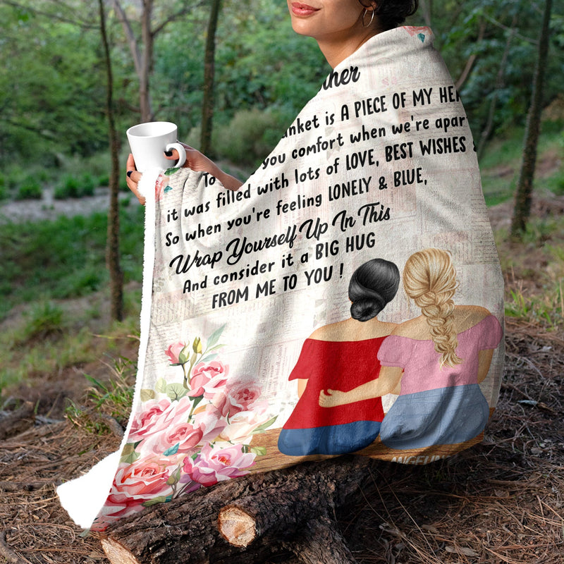 A Piece Of My Heart - Gift For Mother Daughter - Personalized Fleece Blanket, Sherpa Blanket