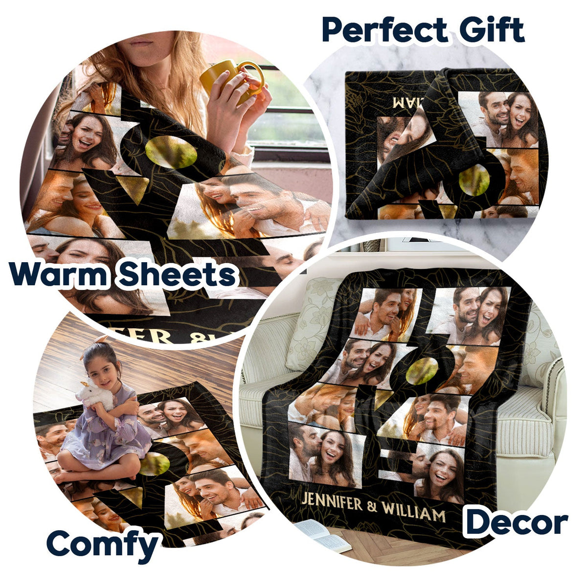 Custom Photo Love Couple - Gift For Couples - Personalized Fleece Blanket, Sherpa Blanket
