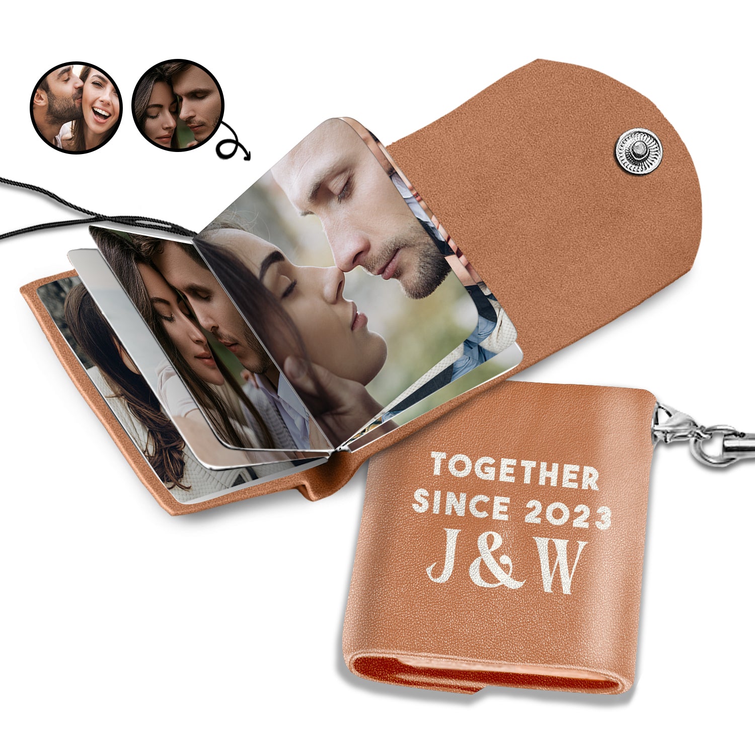 Custom Photo Couple Together Since - Gift For Couples - Personalized Mini Photo Album Keychain