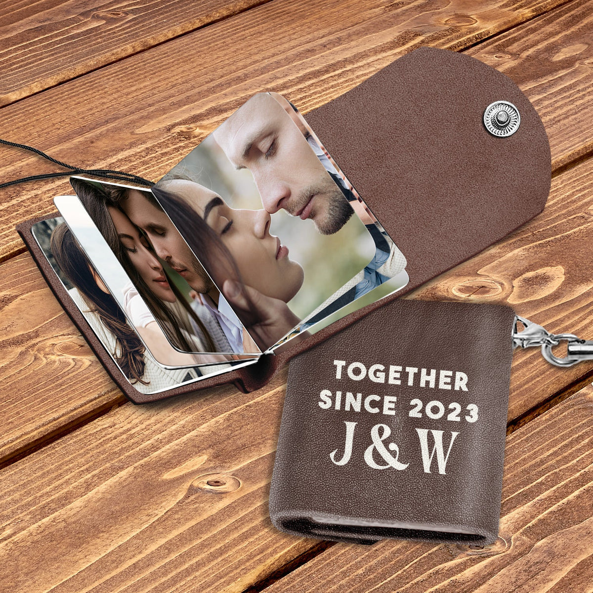 Custom Photo Couple Together Since - Gift For Couples - Personalized Mini Photo Album Keychain