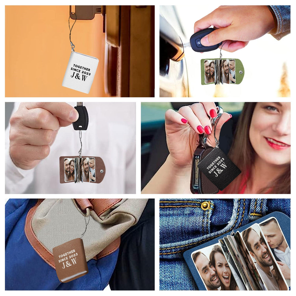 Custom Photo Couple Together Since - Gift For Couples - Personalized Mini Photo Album Keychain