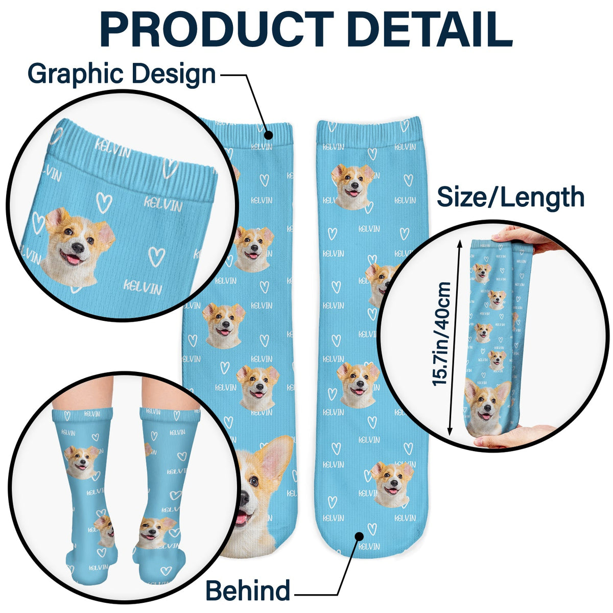 Custom Photo Pet Name - Gift For Pet Lovers - Personalized Socks
