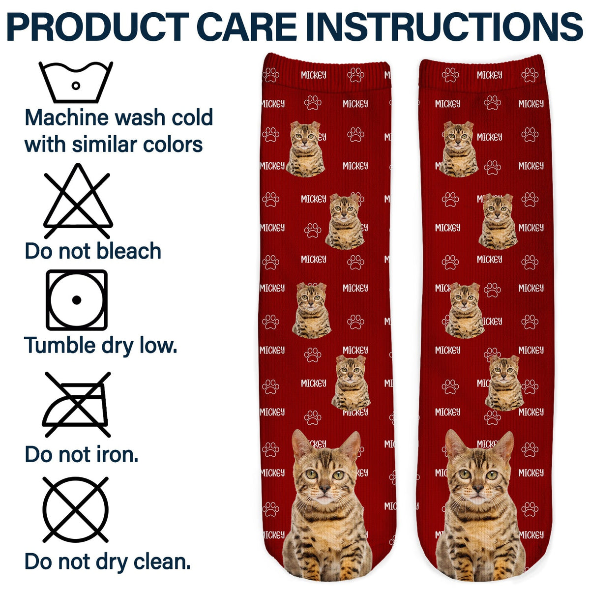 Custom Photo Pet Name - Gift For Pet Lovers - Personalized Socks