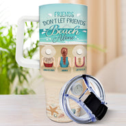 Les amis ne laissent pas leurs amis seuls à la plage ! Cadeau pour une meilleure amie ! Gobelet personnalisé de 1 133 ml avec paille