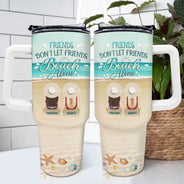 Les amis ne laissent pas leurs amis seuls à la plage ! Cadeau pour une meilleure amie ! Gobelet personnalisé de 1 133 ml avec paille