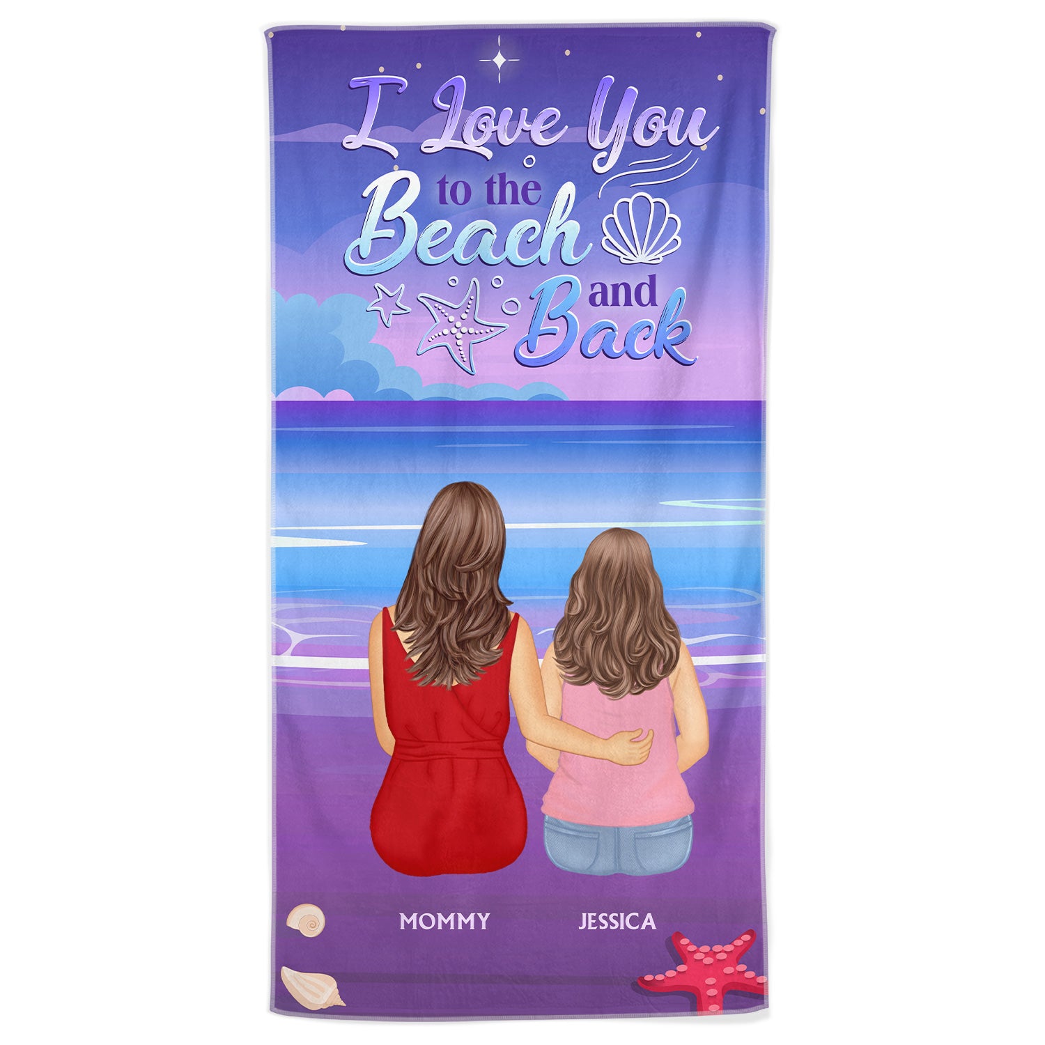 Love You To The Beach And Back - Gift For Young Mother, Daughter, Son - Personalized Beach Towel