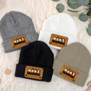 Daddy Papa - Gift For Father, Grandpa - Personalized Beanie With Leather Patch