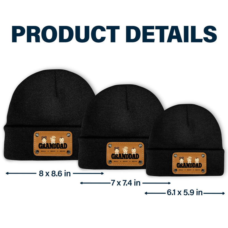 Daddy Papa - Gift For Father, Grandpa - Personalized Beanie With Leather Patch