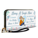 Mother Twice The Works - Gift For Single Mom - Personalized Leather Long Wallet