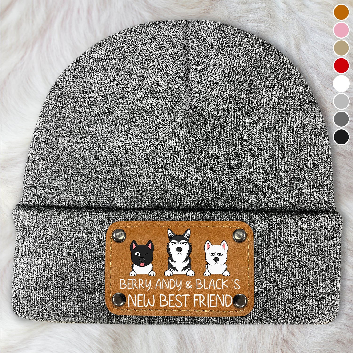New Best Friend - Gift For Dog Lovers - Personalized Beanie With Leather Patch