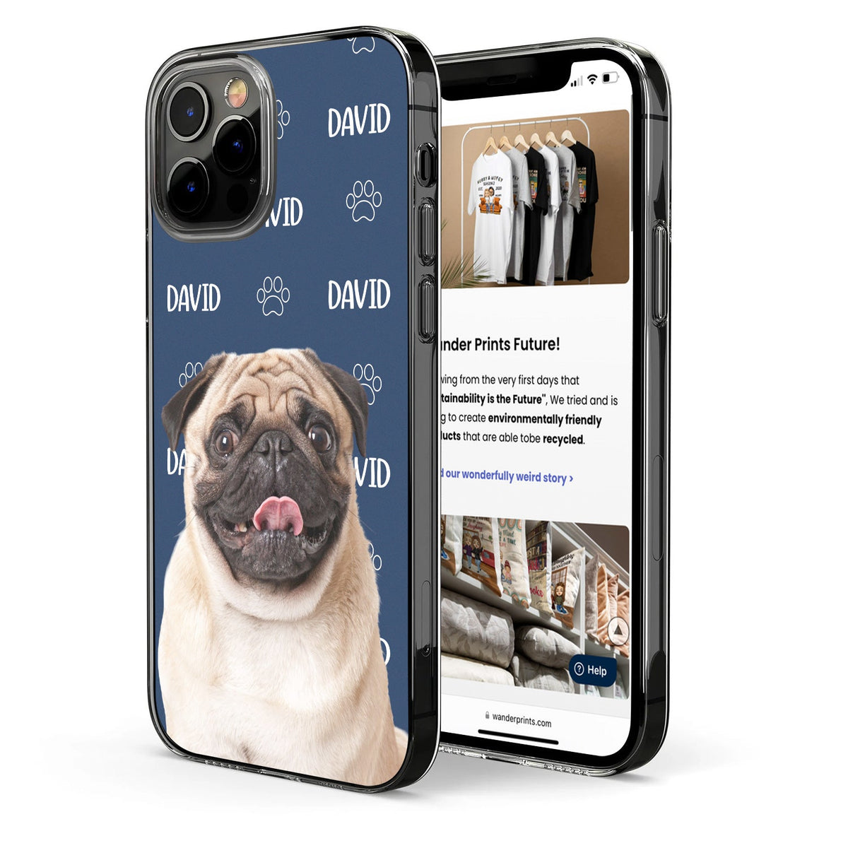 Motif personnalisé avec nom d'animal de compagnie - Cadeau pour les amoureux des animaux - Coque de téléphone transparente personnalisée