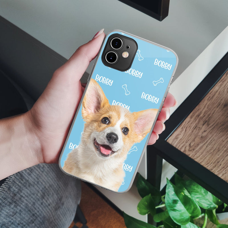 Motif personnalisé avec nom d'animal de compagnie - Cadeau pour les amoureux des animaux - Coque de téléphone transparente personnalisée