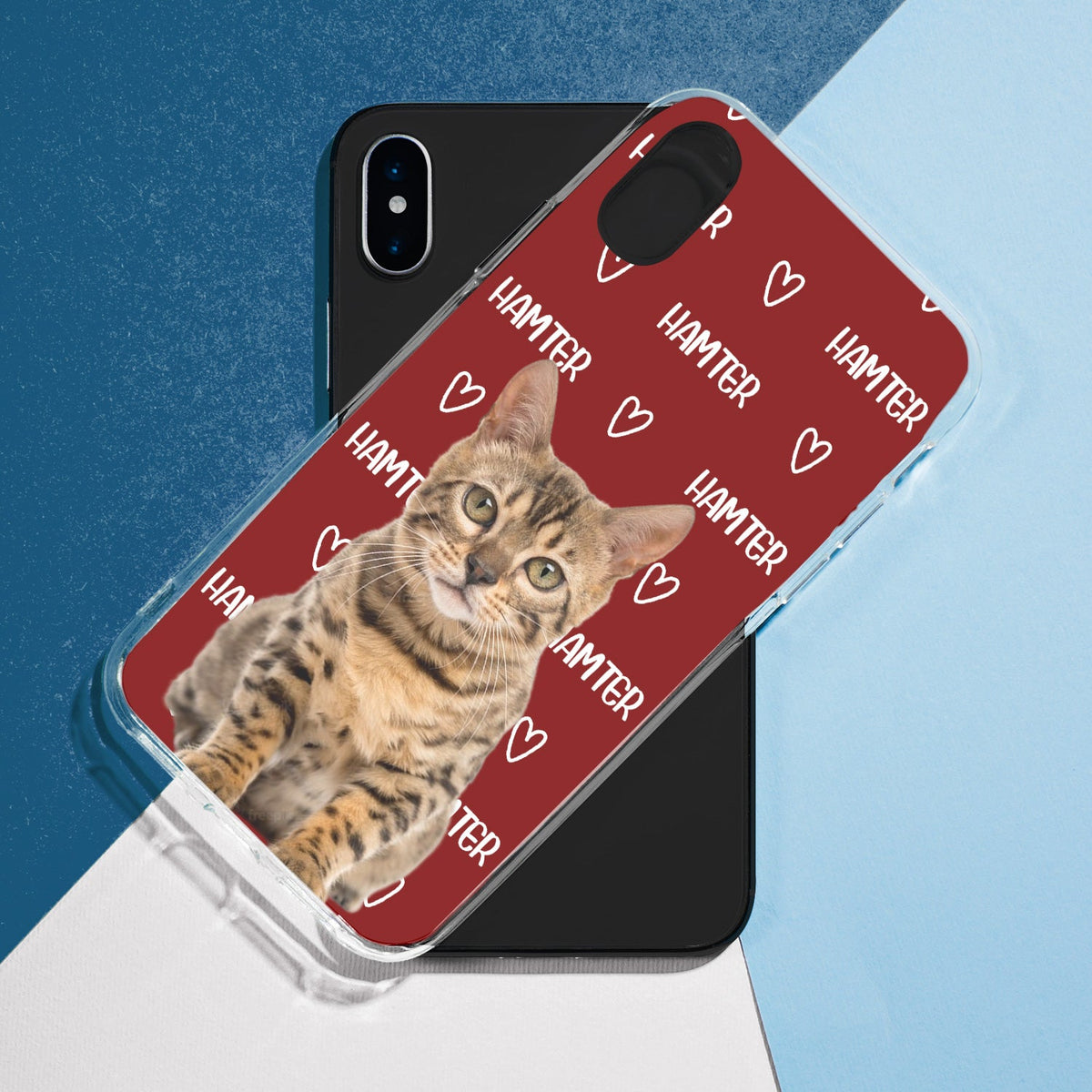 Motif personnalisé avec nom d'animal de compagnie - Cadeau pour les amoureux des animaux - Coque de téléphone transparente personnalisée