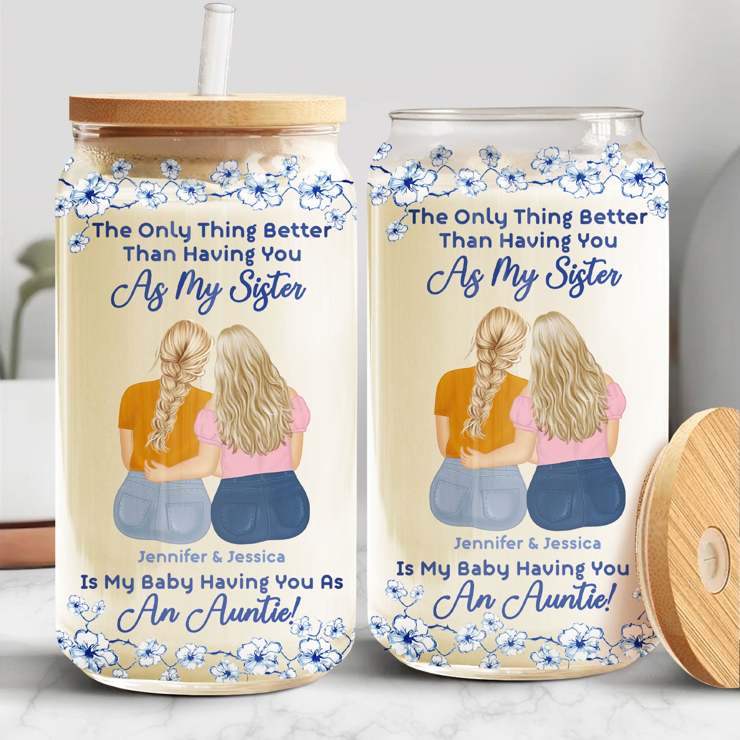 New Mom The Only Thing Better - Gift For Sisters And Besties - Personalized Clear Glass Can