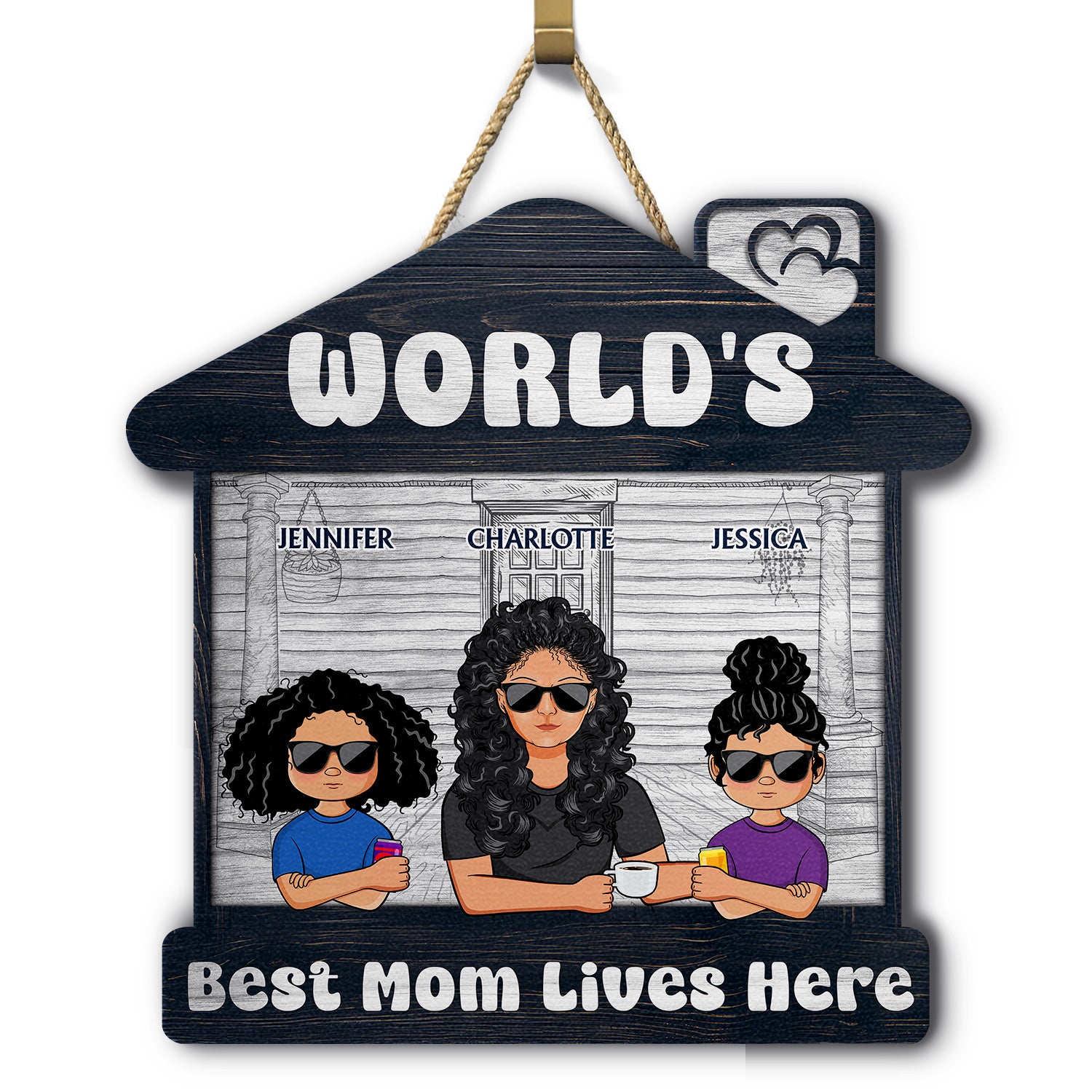 World's Best Mom Lives Here - Gift For Mom - Personalized Custom Shaped Wood Sign