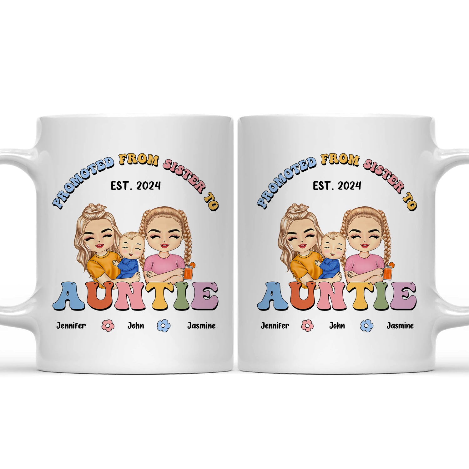 Promoted To Auntie - Gift For Sisters And Besties - Personalized Mug