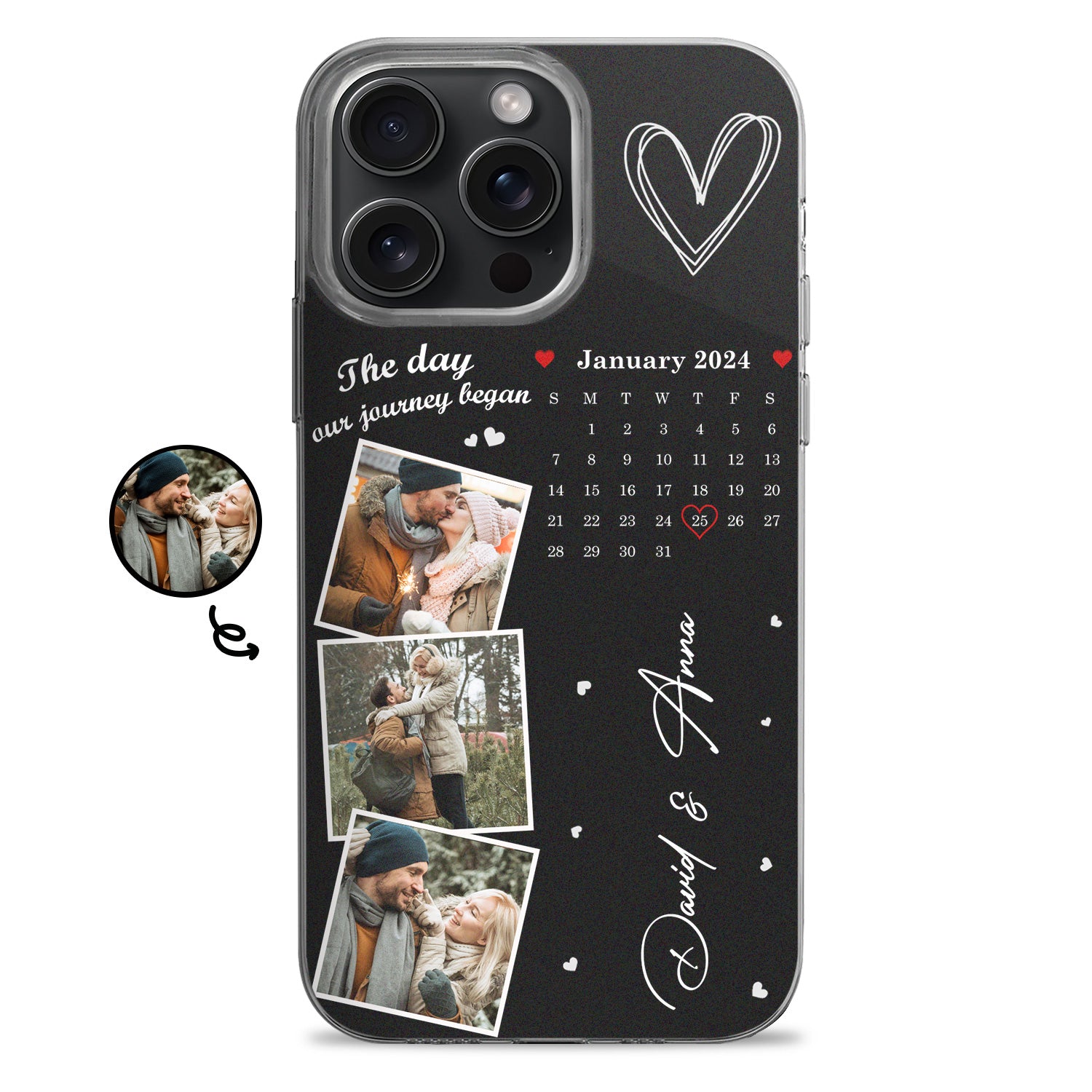 Custom Photo Calendar The Day Our Journey Began Multiple Background Color - Gift For Couples - Personalized Clear Phone Case