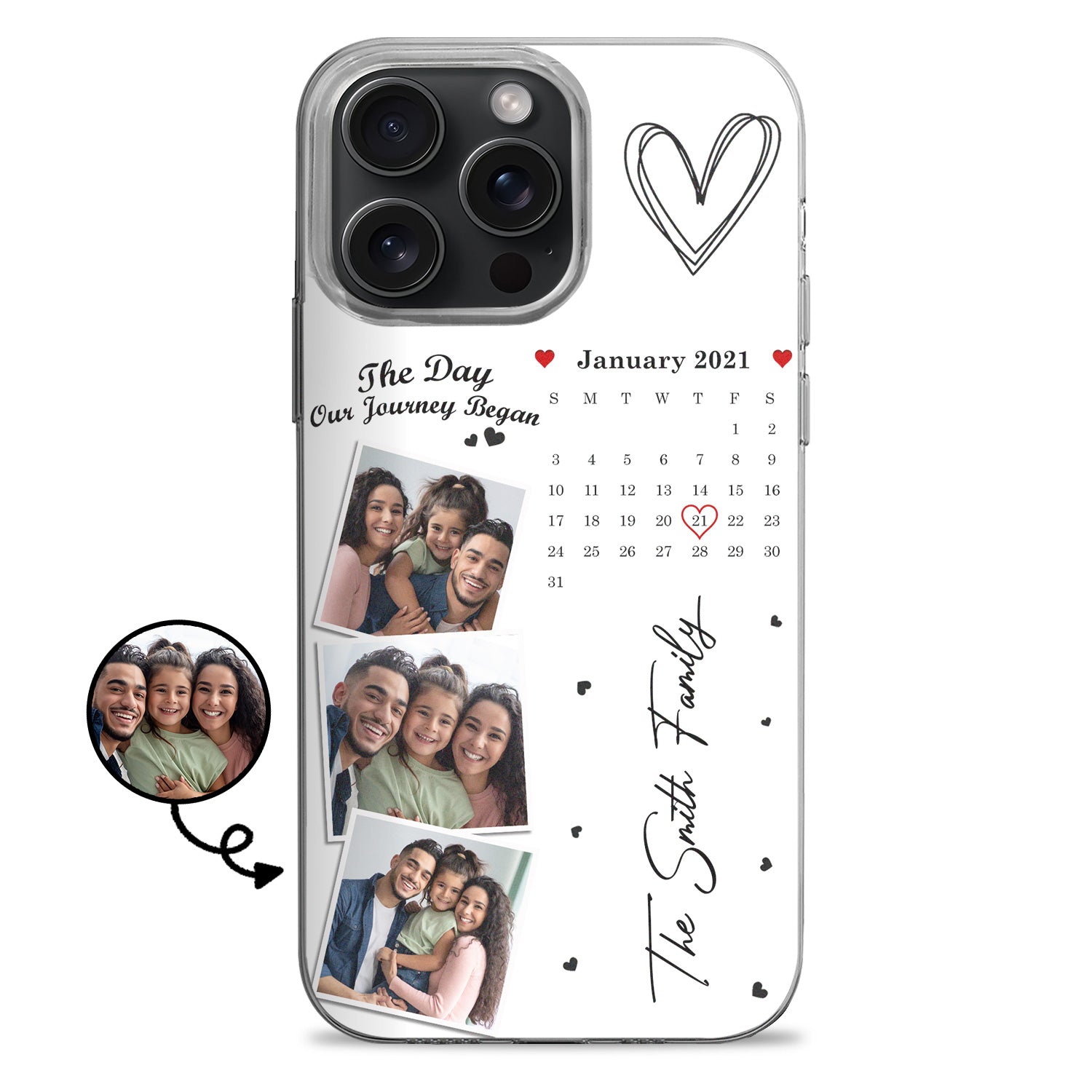 Custom Photo Calendar Family Name The Day Our Journey Began - Gift For Family - Personalized Clear Phone Case