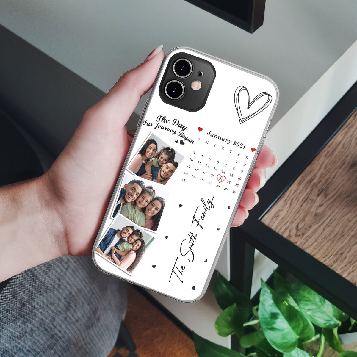 Custom Photo Calendar Family Name The Day Our Journey Began - Gift For Family - Personalized Clear Phone Case