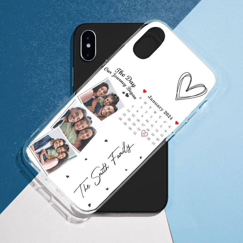 Custom Photo Calendar Family Name The Day Our Journey Began - Gift For Family - Personalized Clear Phone Case