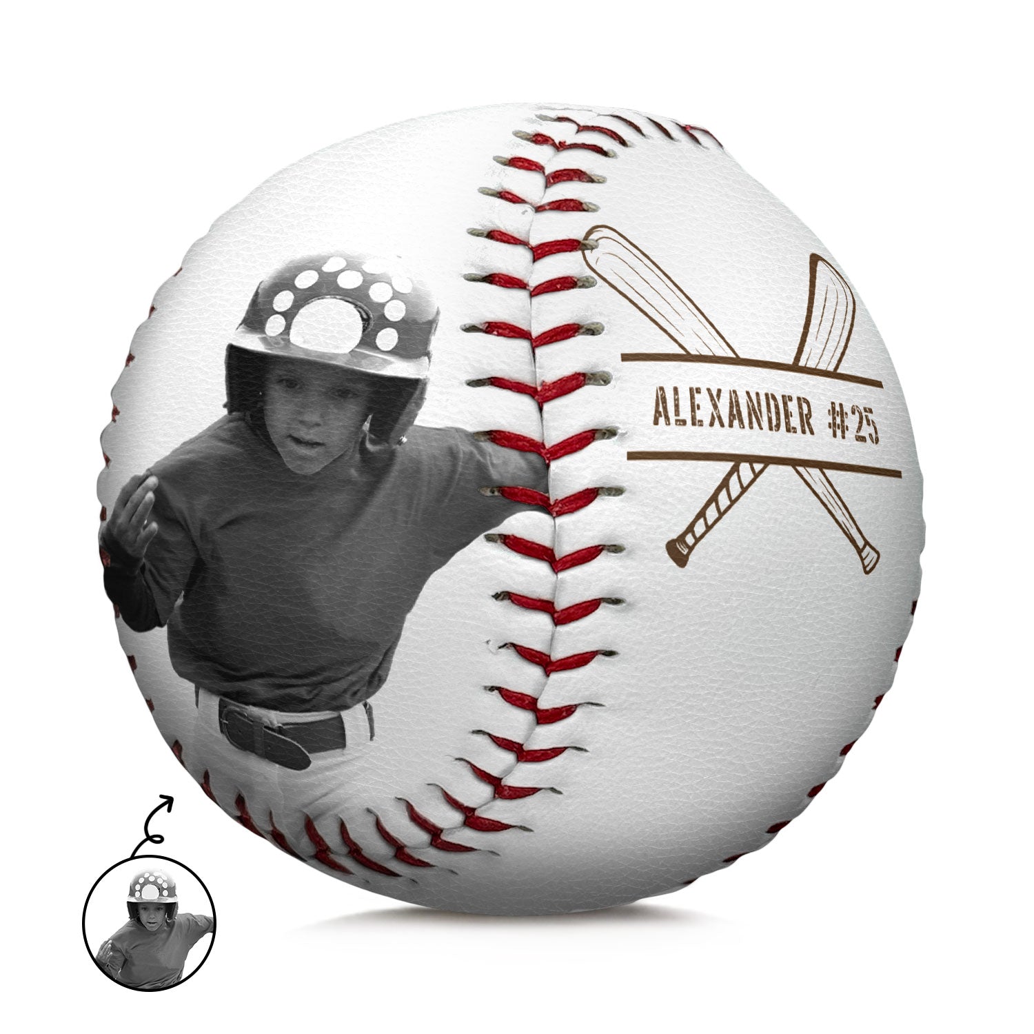Custom Photo B&W Baseball Keepsake - Gift For Baseball Player - Personalized Baseball, Softball