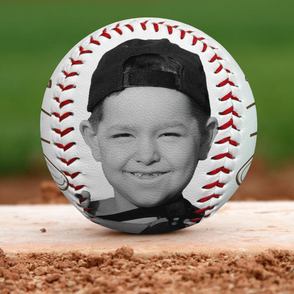 Custom Photo B&W Baseball Keepsake - Gift For Baseball Player - Personalized Baseball, Softball