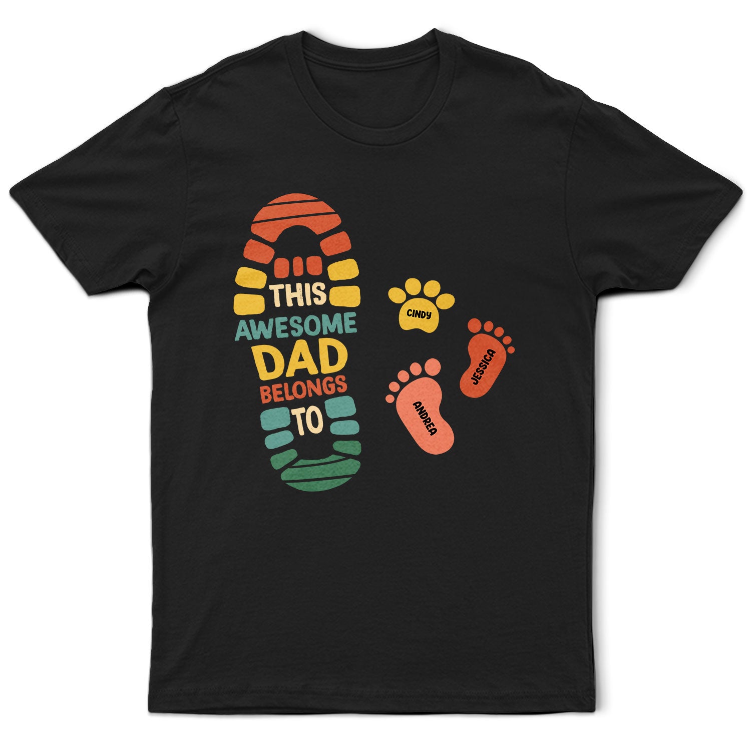 This Awesome Dad Belongs To Footprint - Gift For Father - Personalized T Shirt