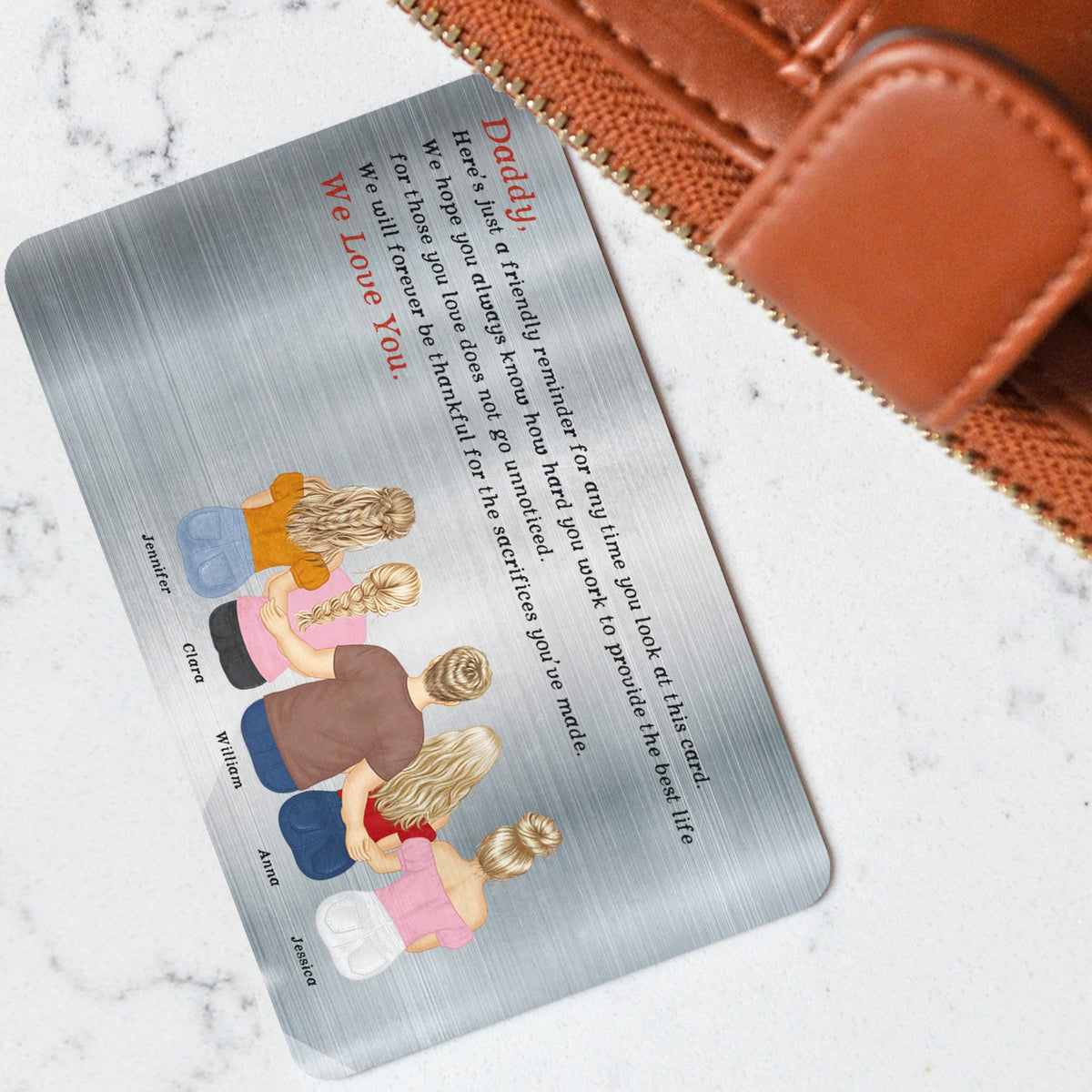 Petit rappel : cadeau pour papa – carte portefeuille en aluminium personnalisée