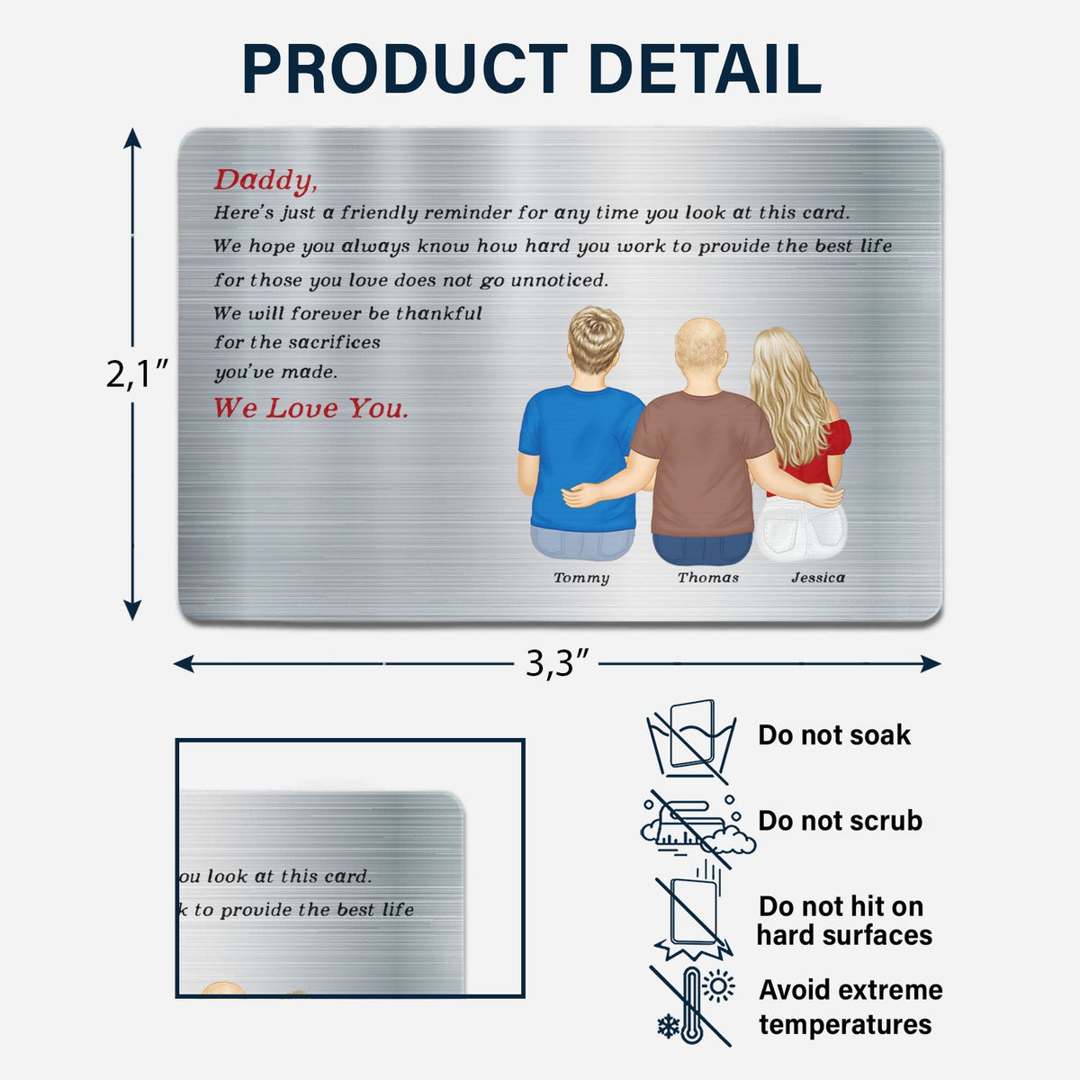 Petit rappel : cadeau pour papa – carte portefeuille en aluminium personnalisée