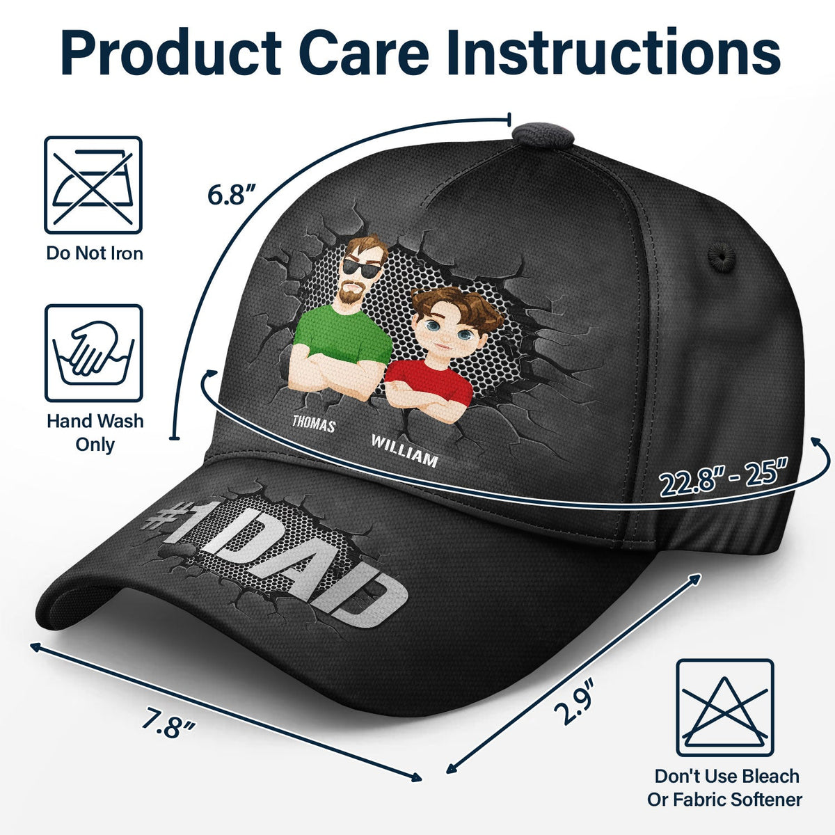Flat Art #1 Dad - Gift For Dad - Personalized Classic Cap