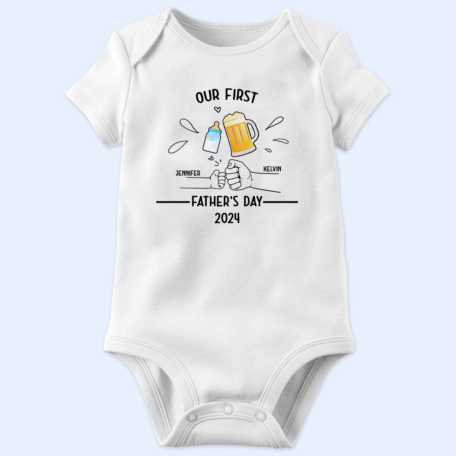 Our First Father's Day - Gift For New Dad, Newborn - Personalized Baby Onesie