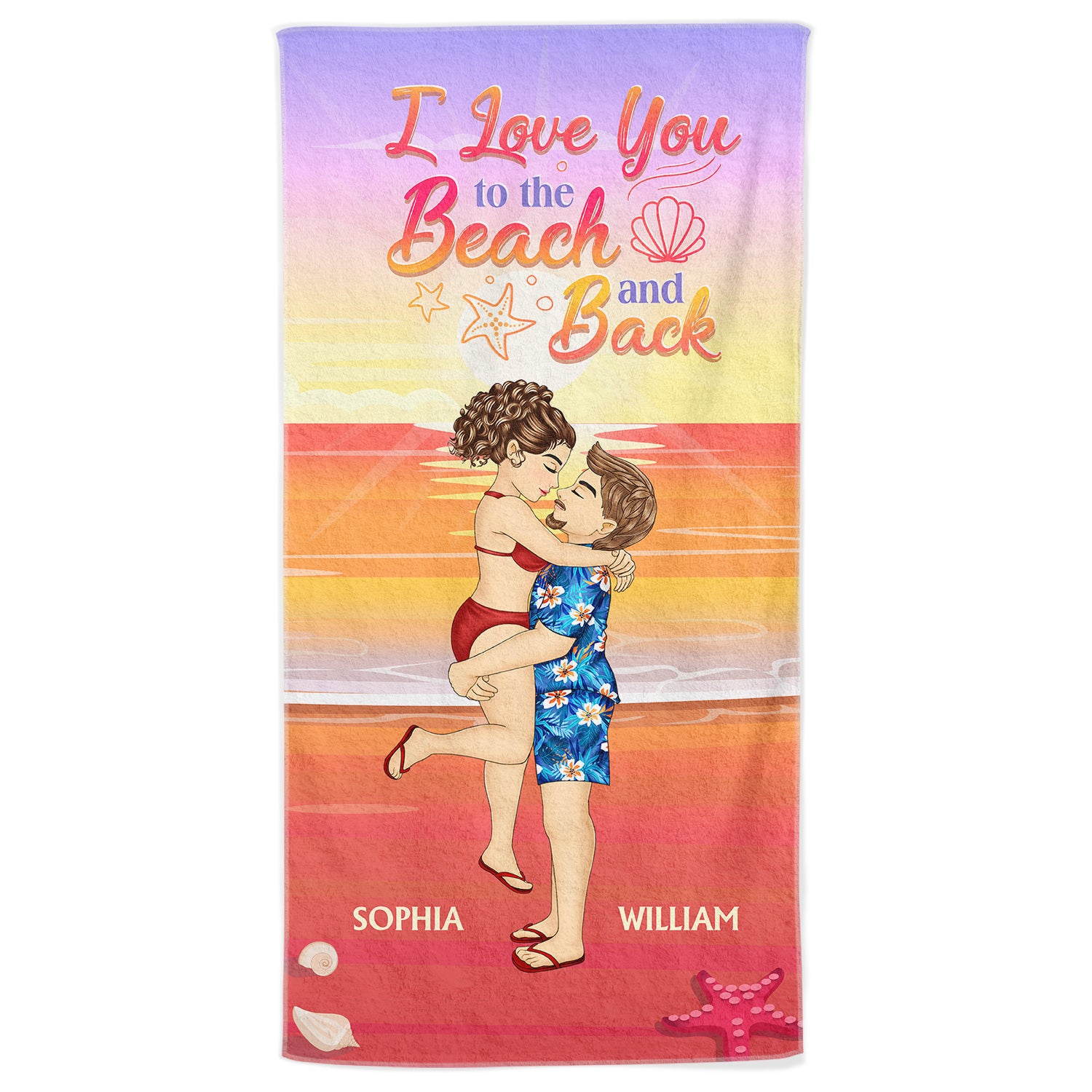 Love You To The Beach And Back - Gift For Couples - Personalized Beach Towel
