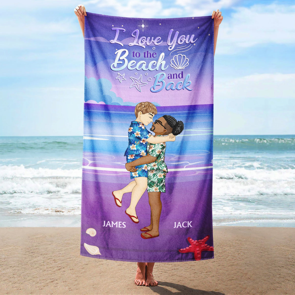 Love You To The Beach And Back - Gift For Couples - Personalized Beach Towel
