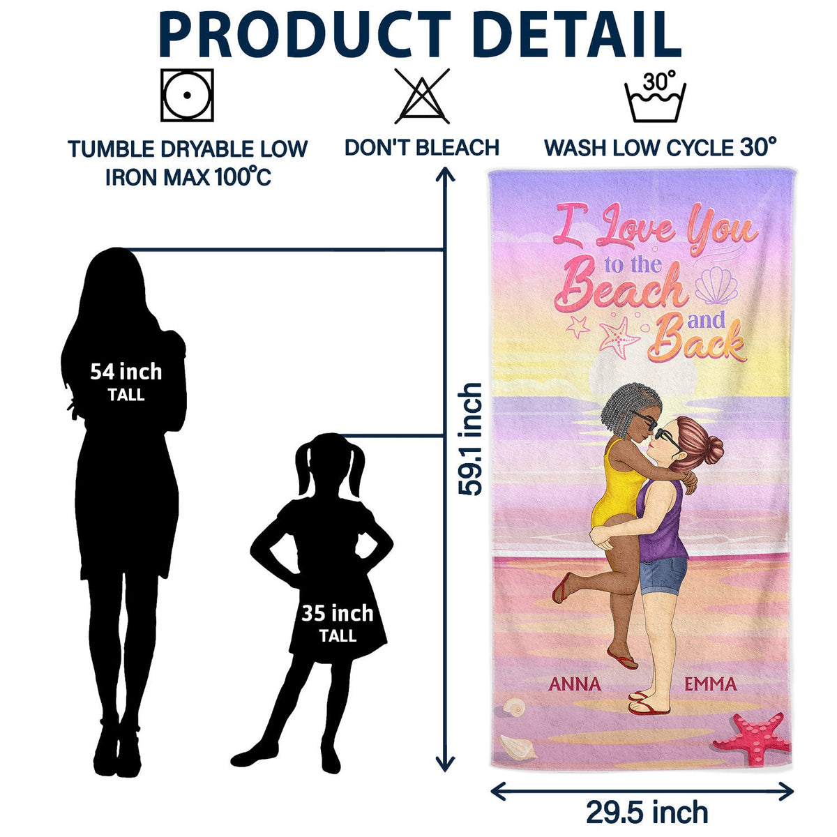 Love You To The Beach And Back - Gift For Couples - Personalized Beach Towel