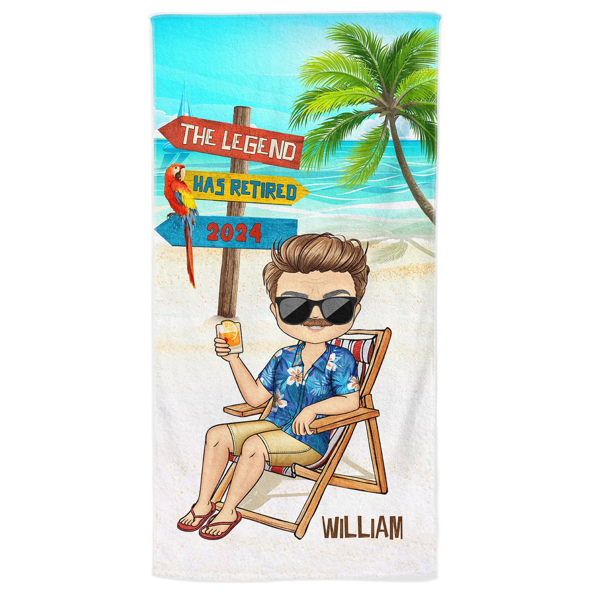 The Legend Has Retired - Retirement Gift For Dad And Grandpa - Personalized Beach Towel