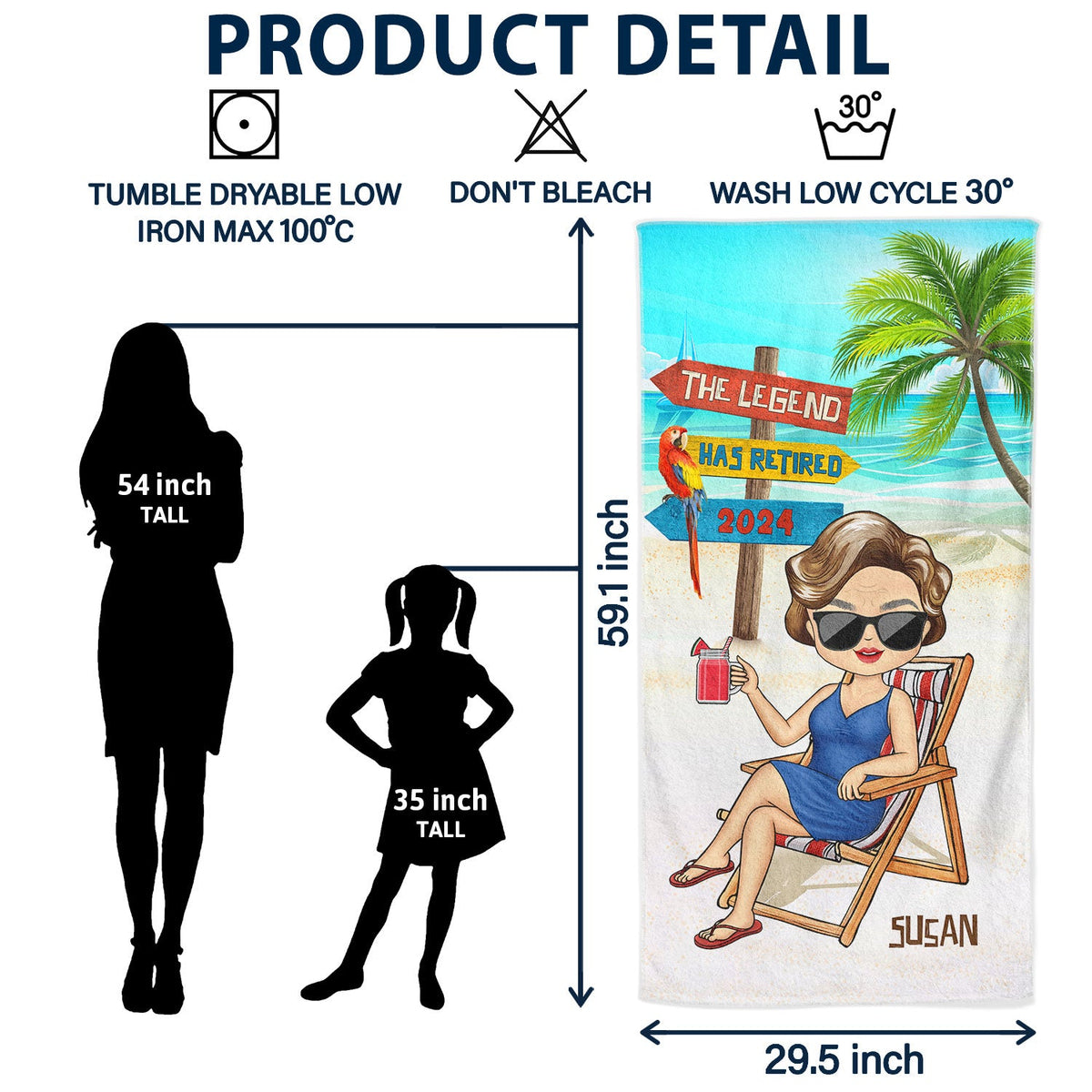 The Legend Has Retired - Retirement Gift For Dad And Grandpa - Personalized Beach Towel