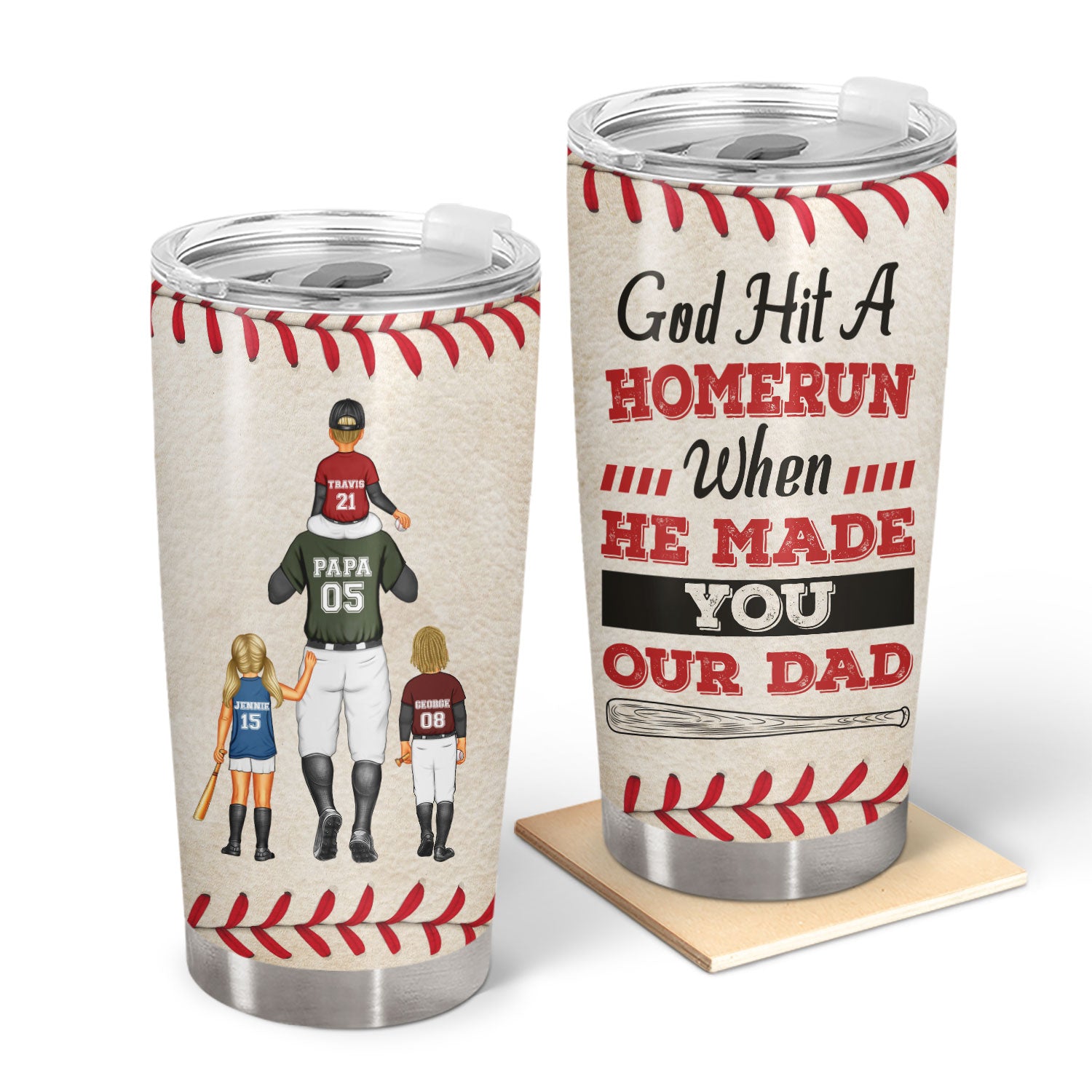 Baseball Dad God Hit A Homerun - Personalized Tumbler