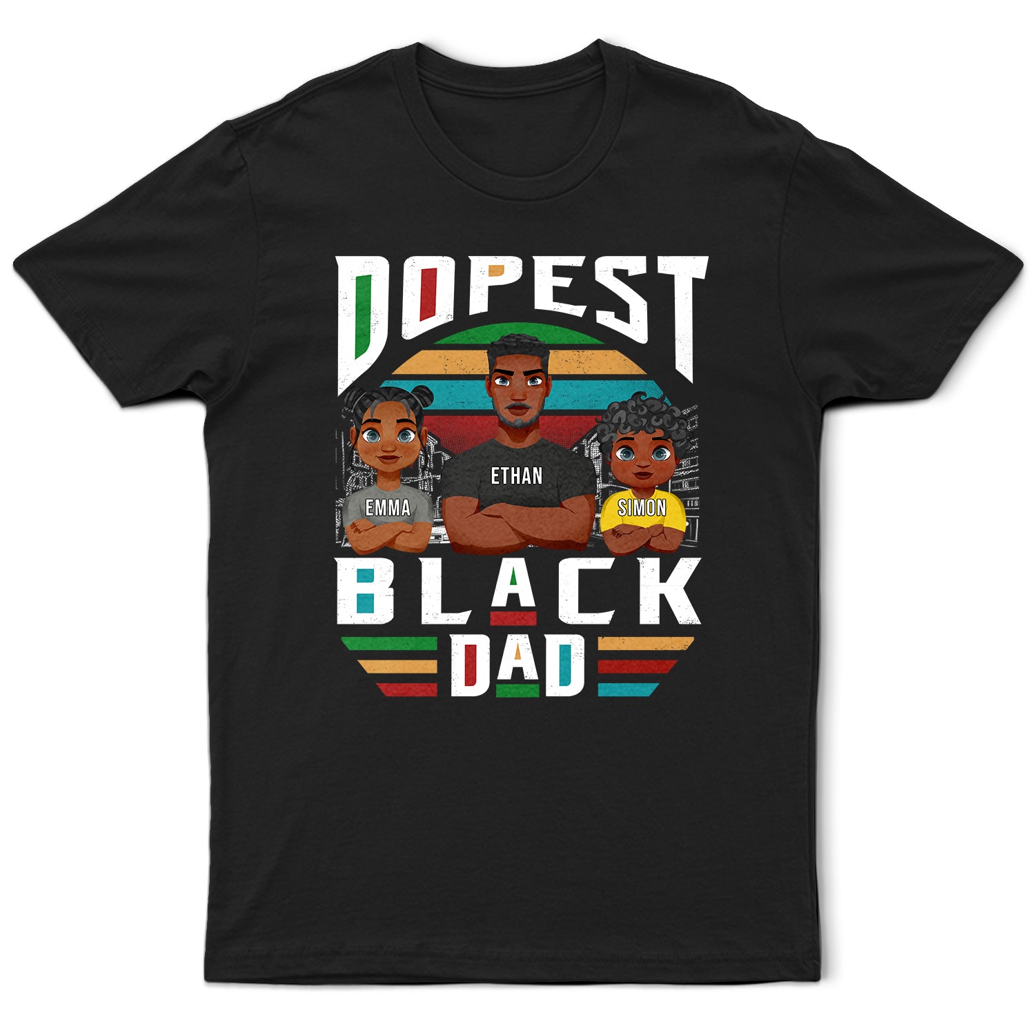 Dopest Black Dad - Personalized T Shirt