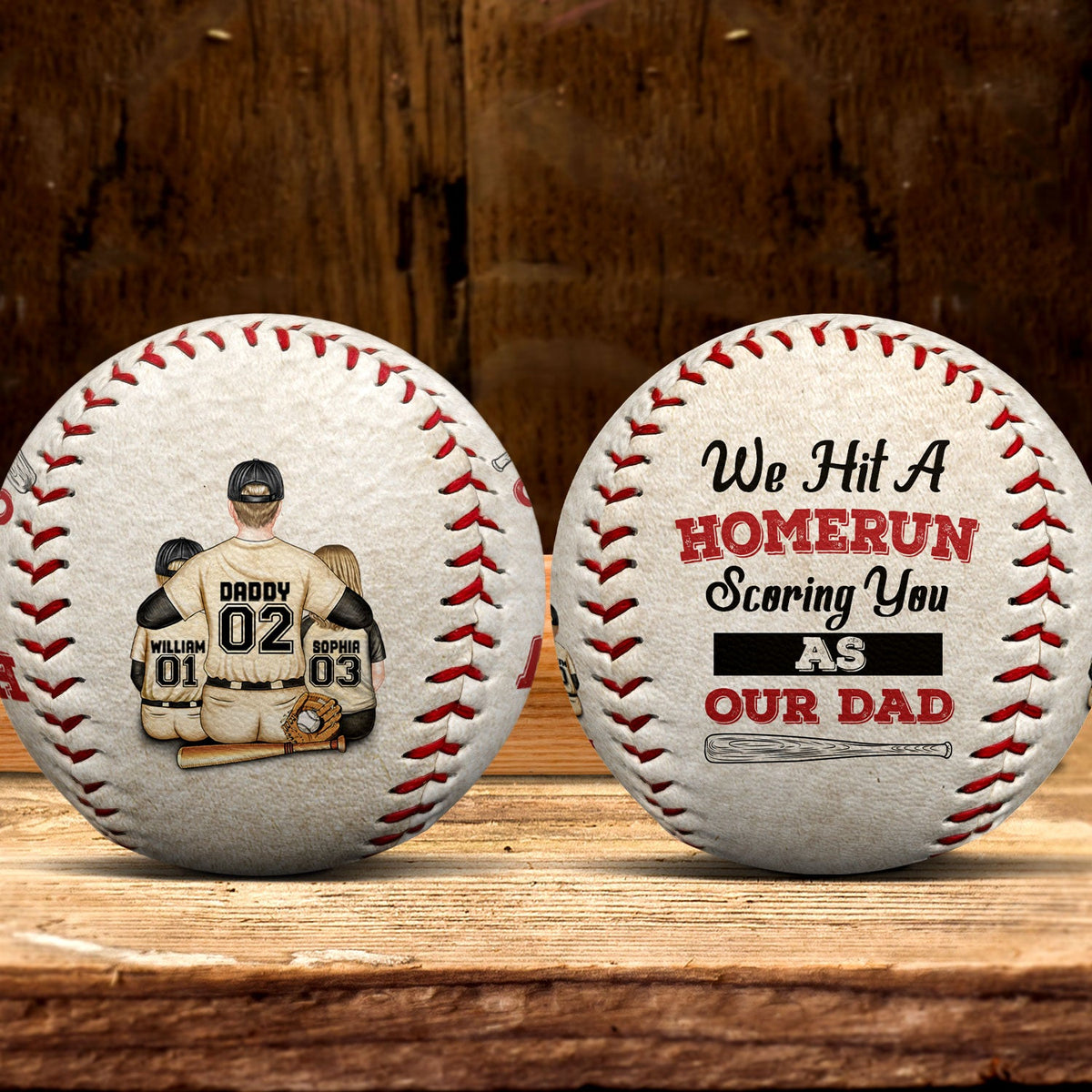 We Hit A Homerun Scoring You As Our Dad Personalized Baseball, Softb