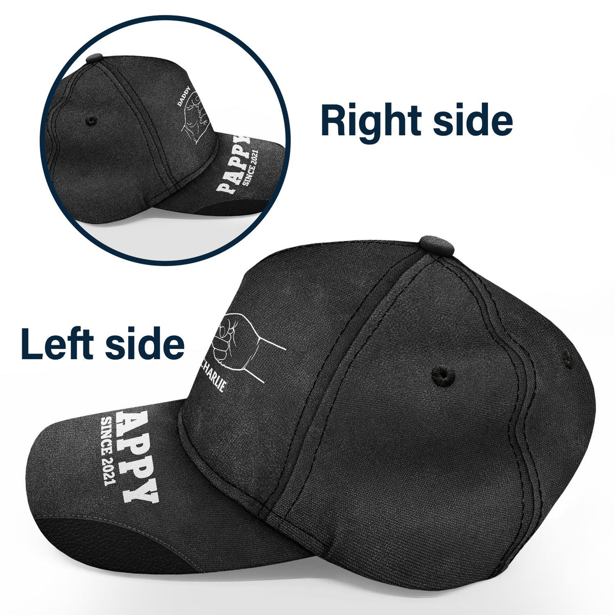 Hand Punch Line Sketch Dad Since - Personalized Classic Cap