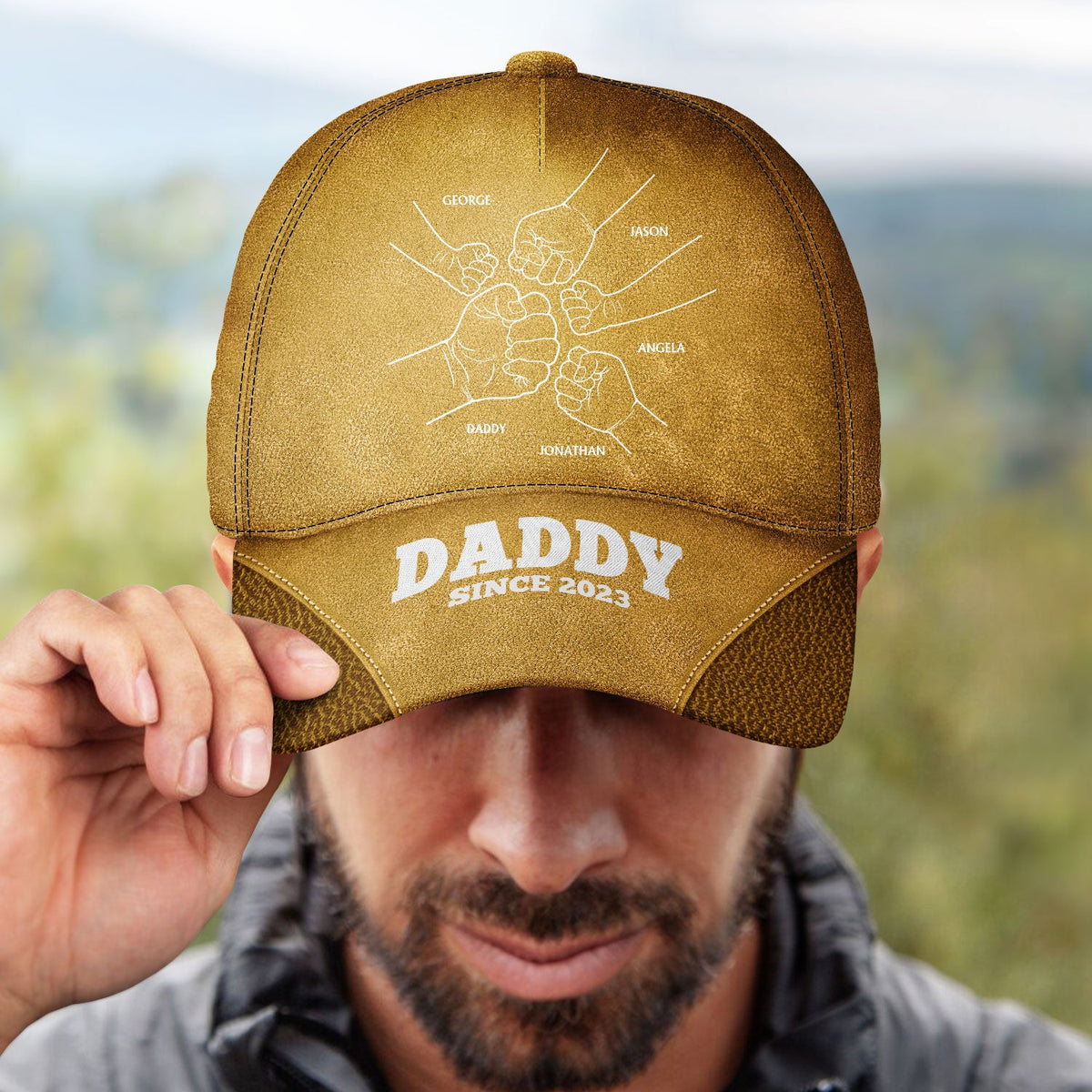 Hand Punch Line Sketch Dad Since - Personalized Classic Cap