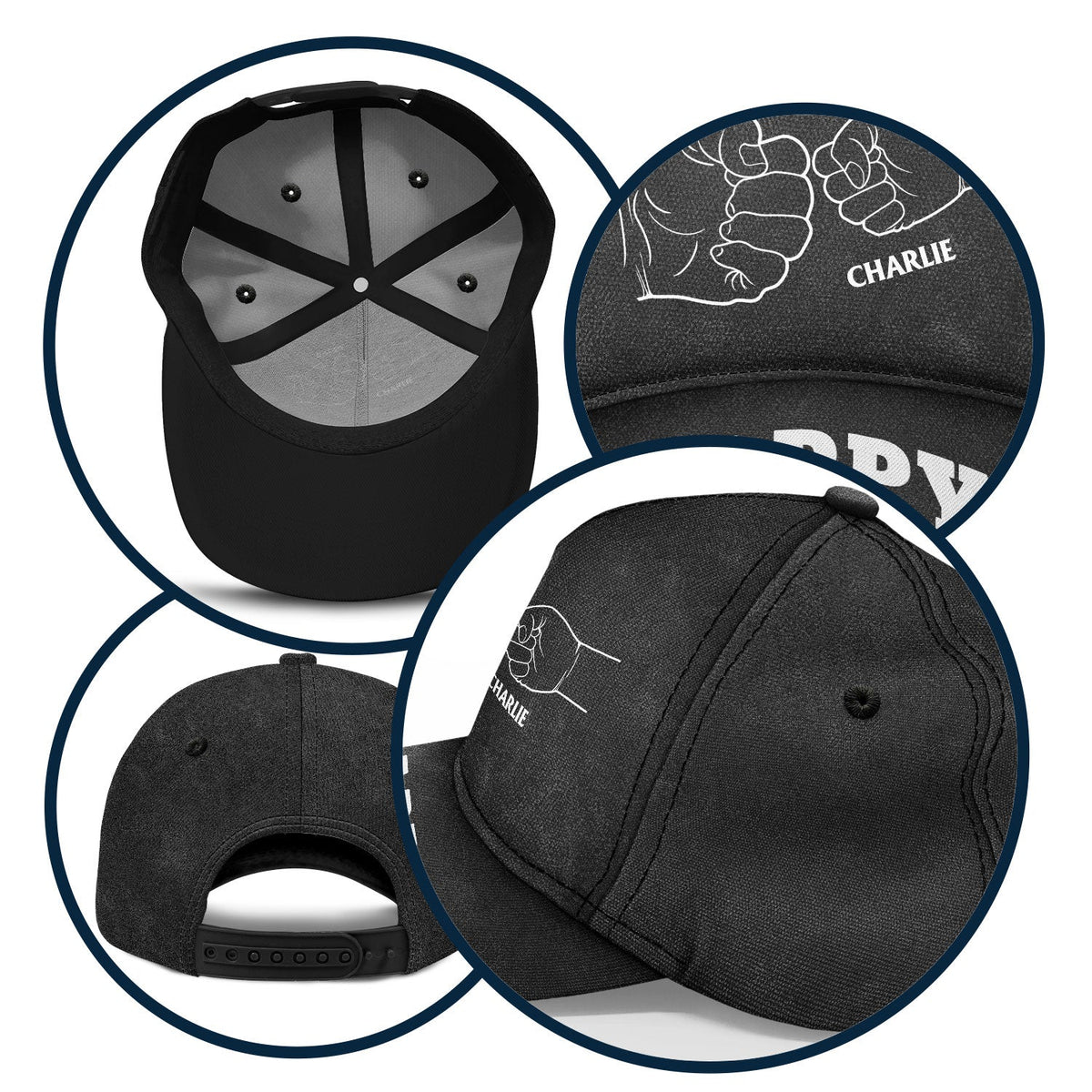 Hand Punch Line Sketch Dad Since - Personalized Classic Cap