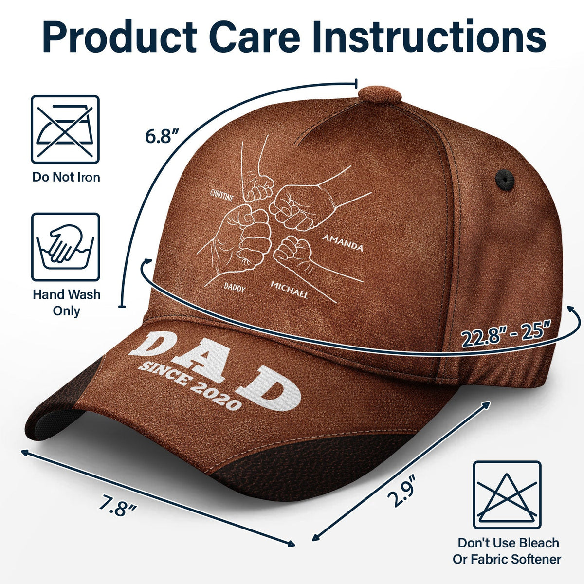 Hand Punch Line Sketch Dad Since - Personalized Classic Cap