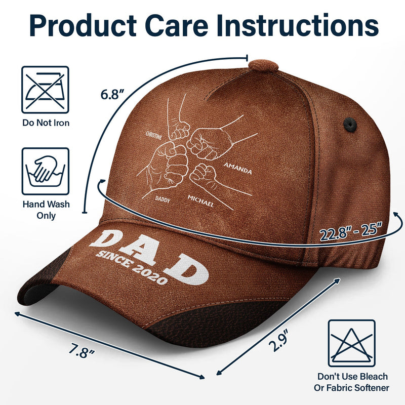 Hand Punch Line Sketch Dad Since - Personalized Classic Cap
