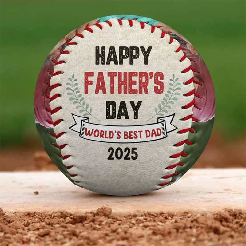 Custom Photo Happy Father's Day - Personalized Baseball, Softball