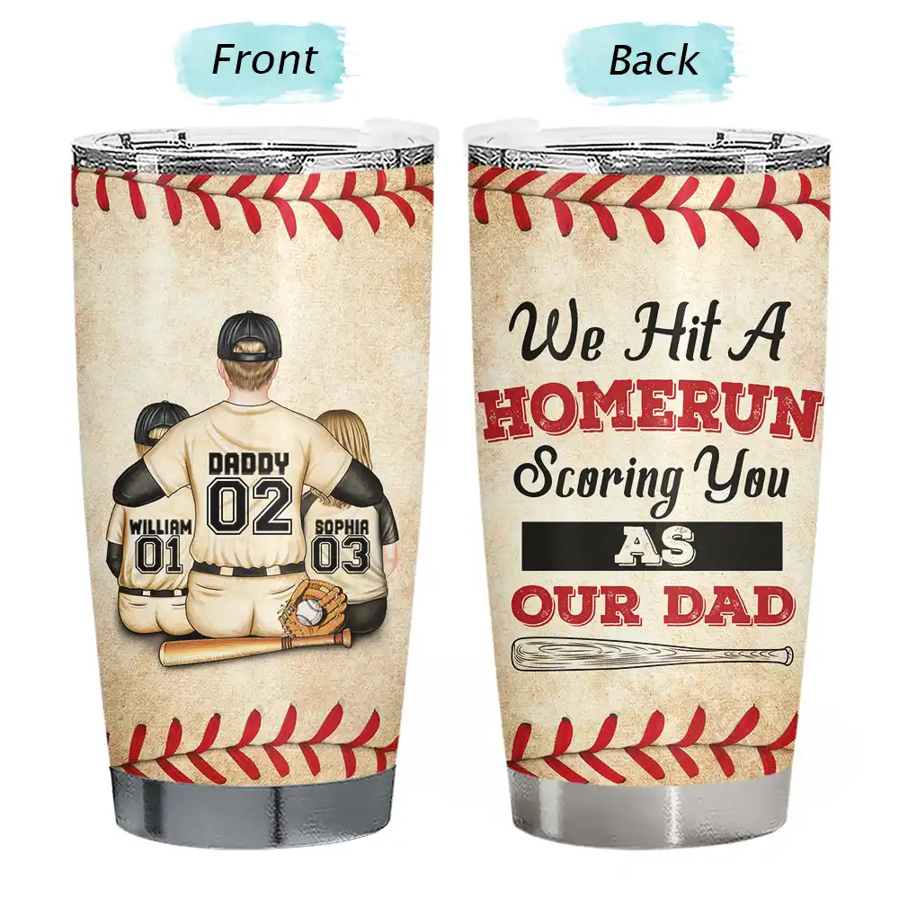 Nous avons frappé un coup de circuit en vous marquant comme notre père - Gobelet personnalisé