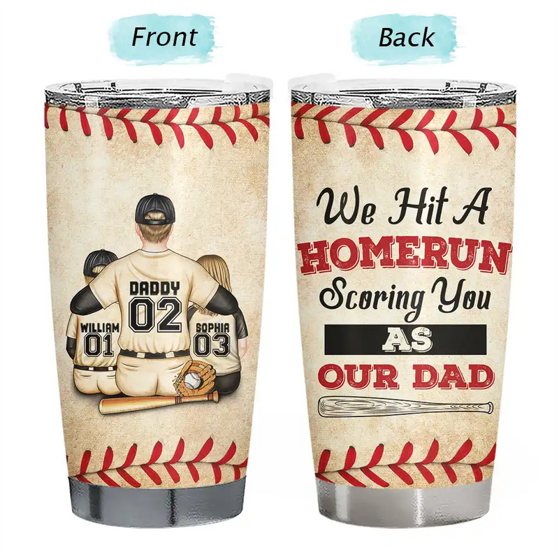 Nous avons frappé un coup de circuit en vous marquant comme notre père - Gobelet personnalisé