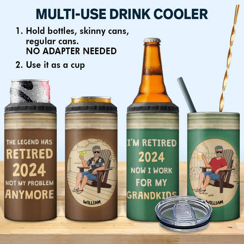 Retired Work For My Grandkids - Personalized 4 In 1 Can Cooler Tumbler